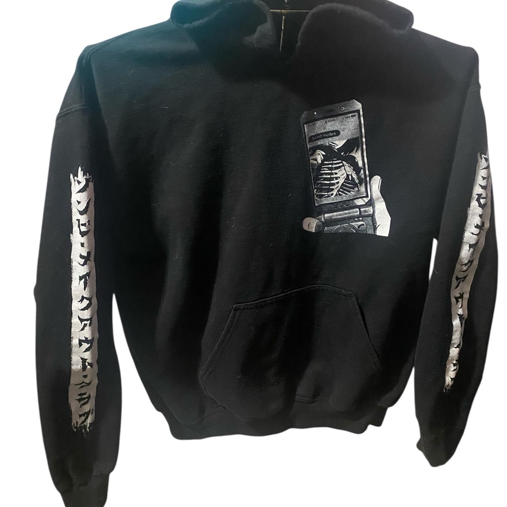Zombie Makeout Club Edgy Hoodie with Skeleton Graphic